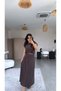 Brown Pique Modal Drape Skirt Blouse Set - 3