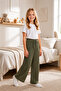 Girl's Wrinkled Fabric Wide Leg Comfortable Model Single Bottom (Pack of 3) - 4