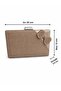 Luxury Stone and Metallic Textured Bow Design Women's Evening Bag - Rose Gold - 4
