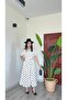 Polka Dot Short Sleeve Buttoned Belted Maxi Length Shirt Collar Very Stylish Comfortable Dress