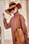 Hand Knitted Beige Straw Bag |   C2419 - 3