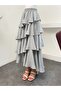 Filament Linen Fabric Ruffle Skirt 5193 - Gray - 5
