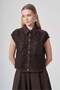 Women's Mesh Detail Vest Suit Brown 31425 - 2
