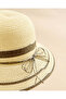 Women Beige Embellished Paper Hat - 4