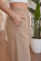Women's Beige Muslin Palazzo Pants Wide Leg High Waist - 3