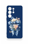 Samsung S26 Ultra Compatible Blue Ribbon Flower Pattern Silicone Case - 2