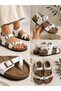 Women's Anatomical Cork Sole Double Buckle Flip-Flop Casual Sandals - 6