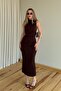 Brown Draped Slit Dress - 4114 - 5