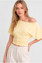 Butter Yellow Ultra Premium Soft Fitted Boat Neck Short Sleeve Blouse