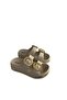 Beige Padded Sole Round Gold Buckle Non-Slip Sole Daily Pool Beach Slippers - 4