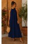 Women's Halter Neckline Gathered Detailed Linen Maxi Dress
