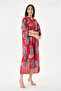 Red Italian Shawl Pattern Side Slit Folded Long Sleeve Oversize Shirt Dress Size 40 - 44 - 5