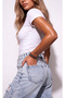 Women's Blue Ripped Detailed Relaxed Fit Boyfriend Jeans - 3
