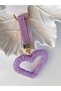 Keyring and Bag Accessory Lila Color Full Stone Heart-Shaped with Hollow Design Shiny Luxury Accessory - 2