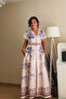 Pastel Patterned Low-Sleeve Long Dress - 7