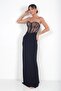Women's Strapless Lined Lace Top Corset Detailed Sandy Long Dress - 3