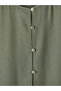 Khaki Plus Size Crew Neck Pleated Dress - 3
