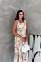 Women's Ecru Square Neck Floral Print Sleeveless Fitted Waist Midi Dress Nbk4670 - 5