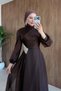 Crystal Drape Detail Evening Dress Brown - 3
