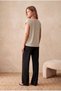 Women's Beige Cotton Twill Slim Fit Wide Round Neck Short Sleeve T-Shirt Sheridan - 6