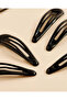 Women Black Plain Hair Clips Set (8 Piece) - 3