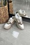Beige Brown Gradient 100% Genuine Leather Women's Sports Shoes