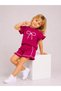 Girl's Ribbon Detailed Shorts Set with Ruffles and Short Sleeves, Comfortable Fit, 2-Piece Set - 4