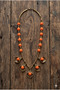 Handmade Special Design Necklace with Metal Leaf Apparatus and Orange Glass Beads - 2