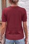 Crew Neck Cotton Lycra Short Sleeve Burgundy Blouse - 5