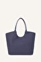 Women's Embroidered Canvas Navy Blue Beach Bag G8716Axns - 5
