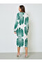 Plus Size Printed V-Neck Midi Dress - 4