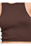 بلوزة قصيرة بنية اللون ذات نسيج مضلع - 3