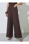 Brown Cinched Top and Wide Leg Trousers Co-ord Set - 4