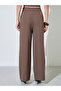 Tan Solid Wide Leg Trousers - 4