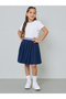 Girls Knee Length Pleated Skirt with Striped Elastic Waistabnd - 3
