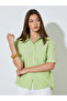 Green Striped Short Sleeve Casual Shirt