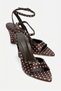 Women's Polka Dot Satin Cork Wedge Heeled Ankle Strap Summer Shoes