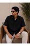 Men's 100% Linen Shirt Oversize Comfortable Fit Short Sleeve Summer Breathable Lightweight Shirt - 3