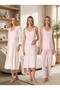 New Season Powder Summer Striped Button Detailed Design Strappy Lace 100% Cotton Maternity Pajama Set