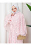 Flower-Patterned Lace Dress with Double Layered Veil and Gold Chain Belt.. 2 Pieces of Lace Poncho - 7