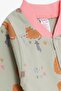 Baby Girl Jumpsuit Spring Themed Animal Patterned 0-3 Months-6 Months, Mint Green - 3