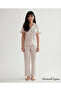 Women's Shirt Collar Buttoned Wrinkled Pajama Set with Ruffles - 2
