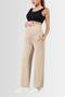 Adjustable High Waist Flexible Maternity and Postpartum Comfortable Cut Pants Beige - 6