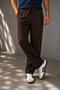 Men's Brown Linen Trousers with Waist Tie - 5