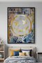Gold Smiley Face Kids Wall Art | Portrait Framed Canvas Print with Gold Foil Embossed | Luxury Islamic Decor for Kids Room
