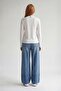 White Crew Neck Basic Blouse - 4