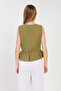 Women's Tie-Up Ruffle Vest - Khaki - 5