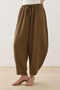 Striped Textured Barrel Trousers Khaki - 3