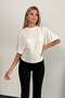 Women's Crew Neck Bat Sleeve Blouse White - 26Y 2688
