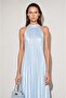 Nora Pleated Satin Dress Ice Blue - 4
